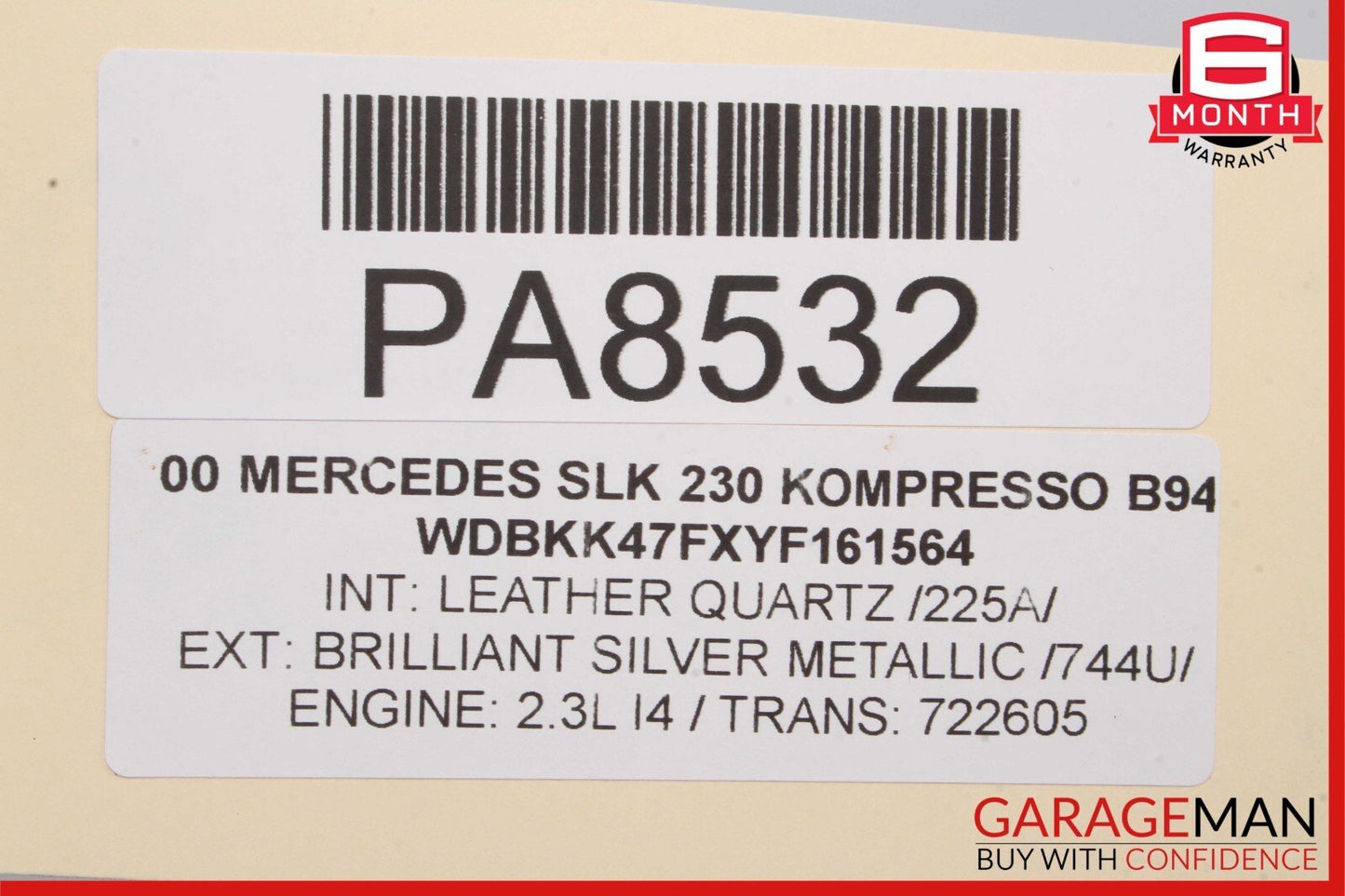 97-04 Mercedes R170 SLK230 Hard Top Convertible Folding Roof Panel Silver