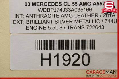 00-06 Mercedes W215 CL500 CL55 Front Right / Left Seat Head Rest Headrest Black
