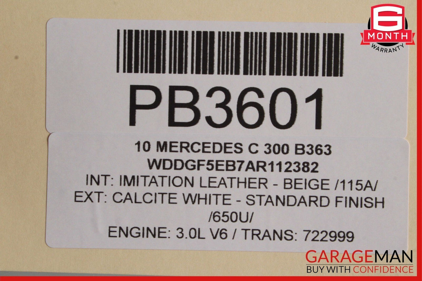 08-14 Mercedes W204 C250 C300 Rear Right Interior Door Panel Trim Assembly Beige