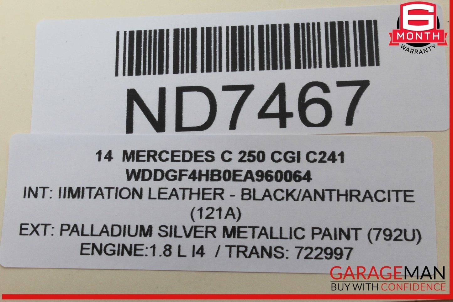 08-14 Mercedes W204 C250 CGI Rear Overhead Dome Light Lamp Reading Map OEM