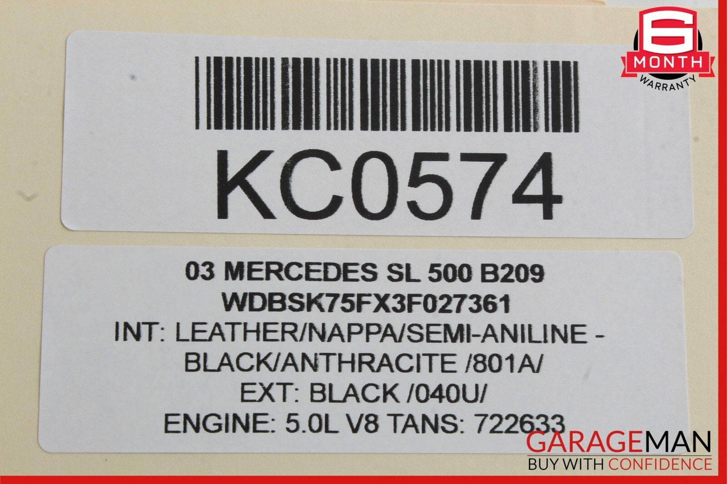 03-12 Mercedes R230 SL500 SL55 Convertible Top Main Drive Lift Cylinder Right