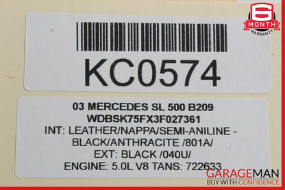 03-12 Mercedes R230 SL500 SL55 Convertible Top Main Drive Lift Cylinder Right