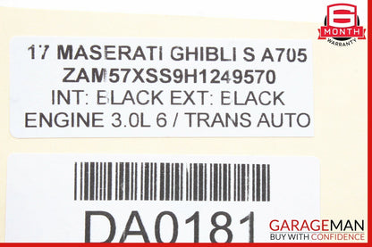 14-17 Maserati Ghibli Power Brake Booster Master Cylinder Reservoir Assembly OEM