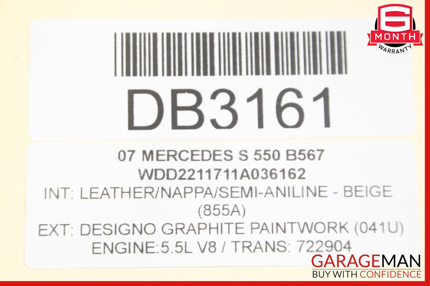 07-09 Mercedes W221 S550 Front Right Side Interior Door Trim Panel Anthracite