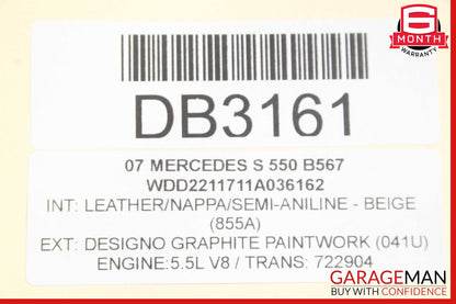 07-09 Mercedes W221 S550 Front Right Side Interior Door Trim Panel Anthracite