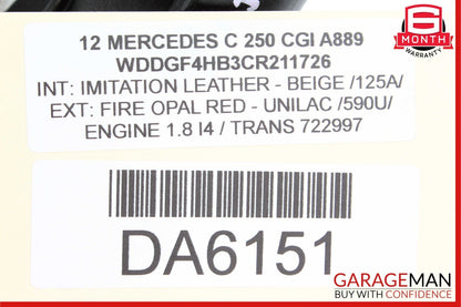 12-15 Mercedes W204 C250 SLK250 M271 1.8L Engine Throttle Valve Body Assembly