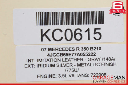 06-09 Mercedes W251 R350 Rear Center Console A/C AC Heater Switch Panel OEM
