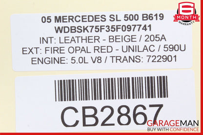 03-06 Mercedes R230 SL500 SL55 AMG Front Right Side Exterior Door Handle Red