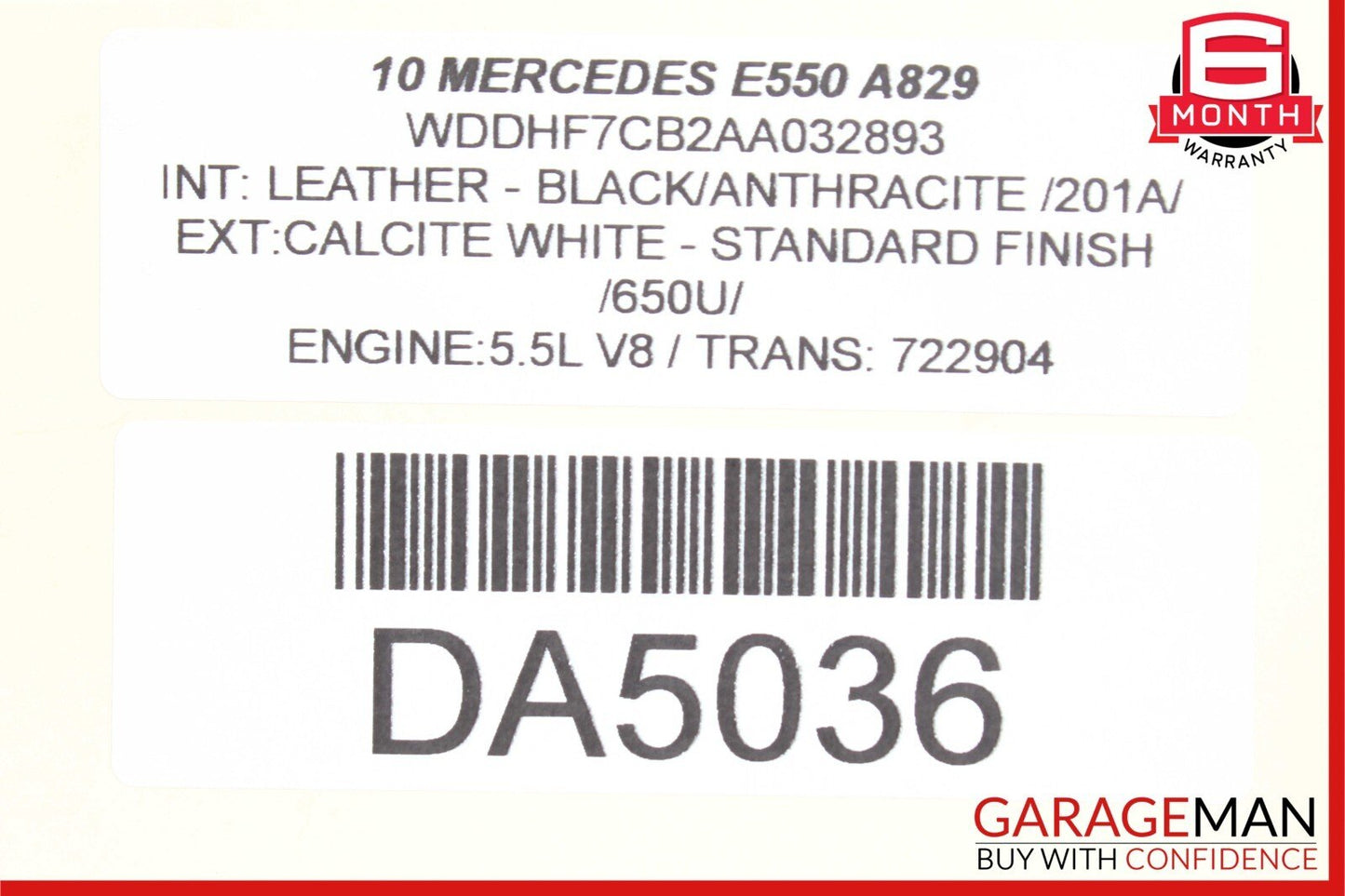10-13 Mercedes W212 E350 E550 E63 AMG Rear Left Exterior Door Handle White OEM