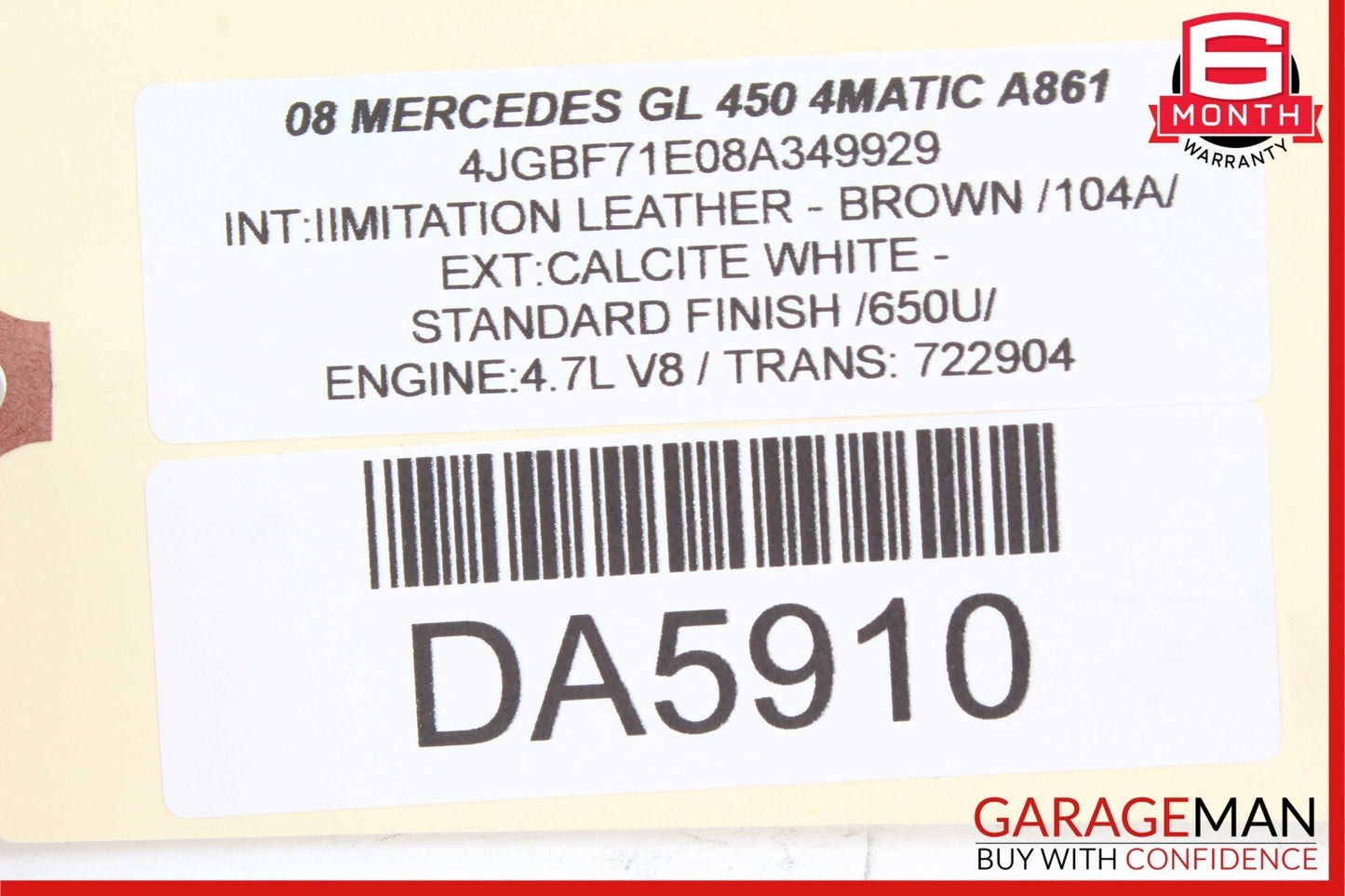 06-12 Mercedes X164 GL450 ML350 Front Right Exterior Door Handle Assembly White