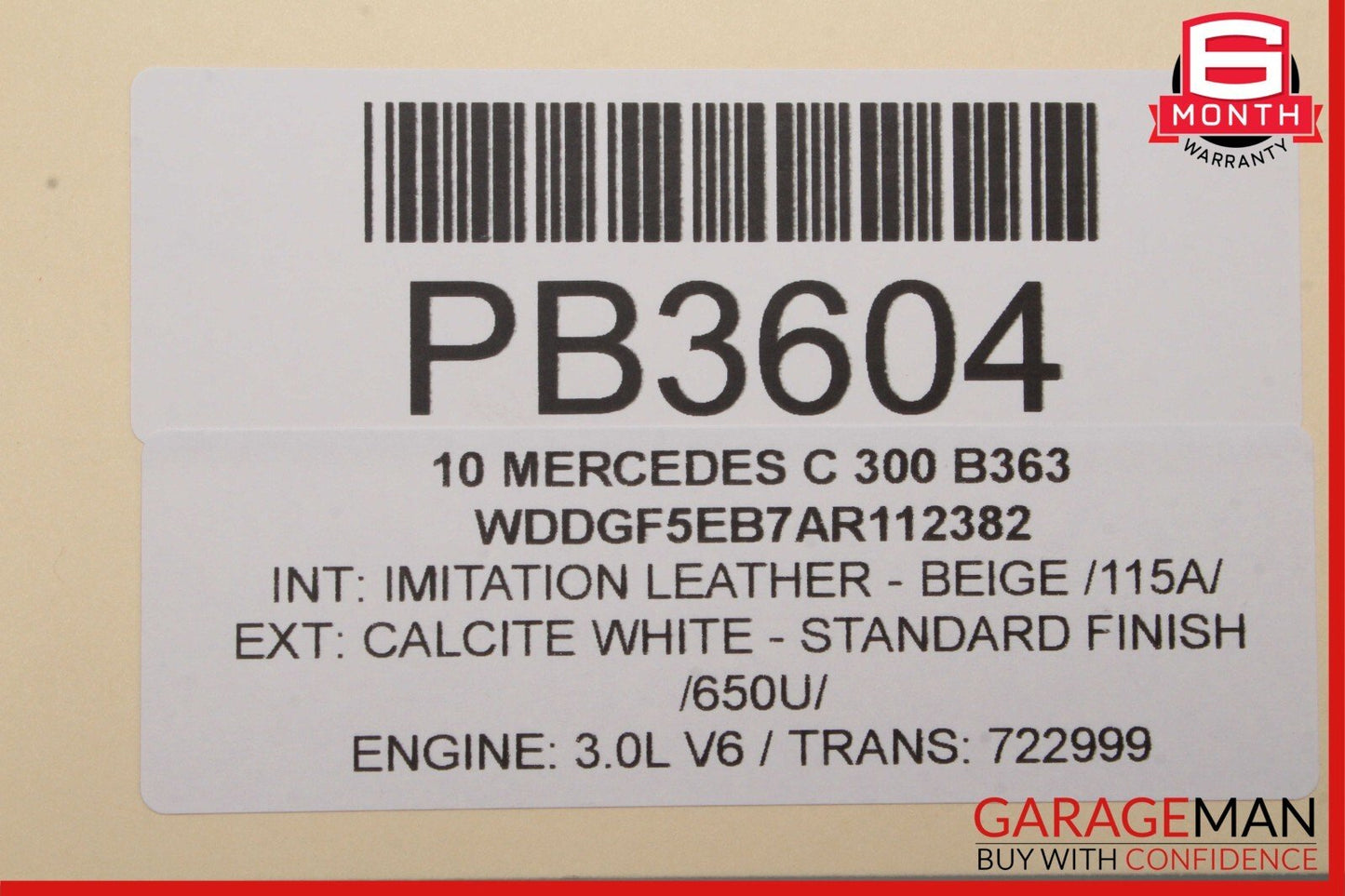08-14 Mercedes W204 C300 C350 Rear Left Side Interior Door Panel Assembly Beige