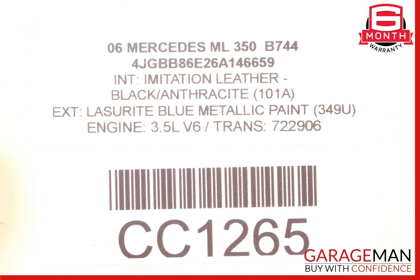 06-11 Mercedes W164 ML350 E350 Right Engine Motor Cylinder Head Valve Cover OEM