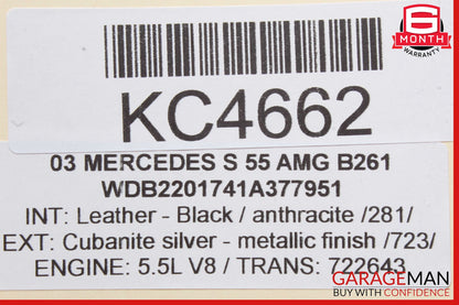 00-06 Mercedes W220 S55 Window Regulator Front Right Passenger Side OEM