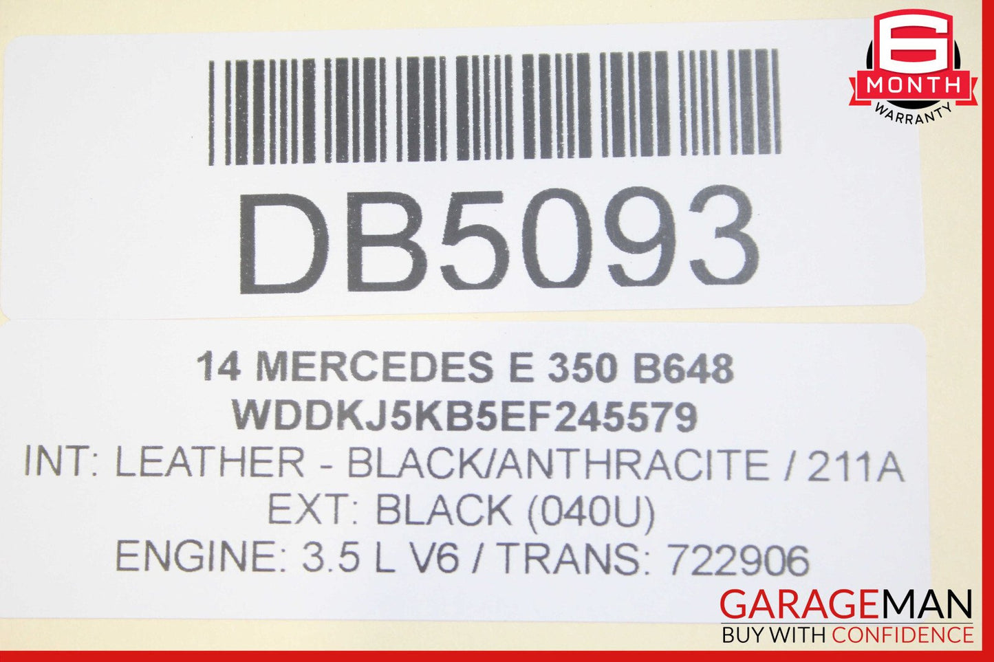 10-17 Mercedes W207 E550 Coupe Front Right Top Upper Seat Cushion Black OEM