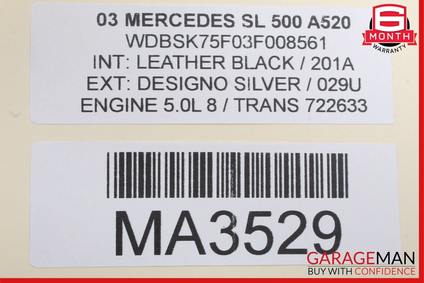 03-06 Mercedes R230 SL500 Front Left Spindle Knuckle Hub Bearing OEM
