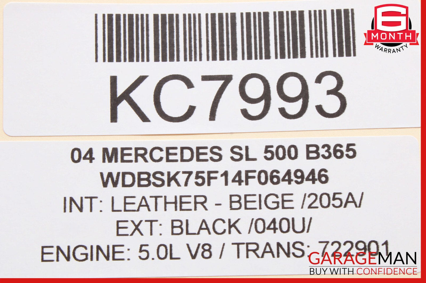 03-12 Mercedes R230 SL500 SL550 Right Trunk Lock Frame Cylinder 2307901471 OEM