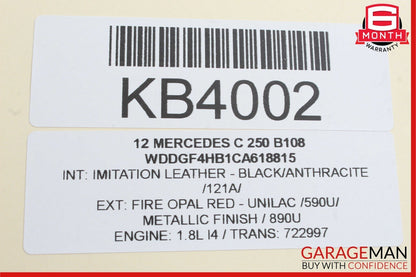 10-17 Mercedes W204 C250 E350 Right Passenger Side Sunvisor Sun Visor Black OEM