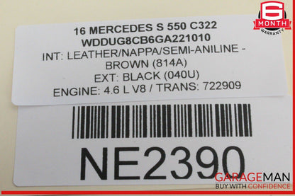 14-17 Mercedes W222 S550 Rear Left Driver Side Window Regulator Motor OEM