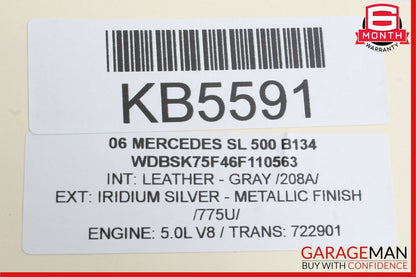 03-08 Mercedes R230 SL500 Rear Right Seatbelt Luggage Retractor Speaker Black
