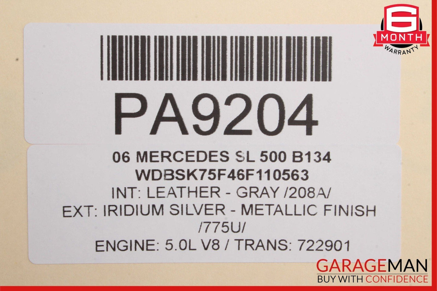 03-06 Mercedes R230 SL500 Front Right Side Top Upper Seat Cushion OEM