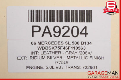 03-06 Mercedes R230 SL500 Front Right Side Top Upper Seat Cushion OEM
