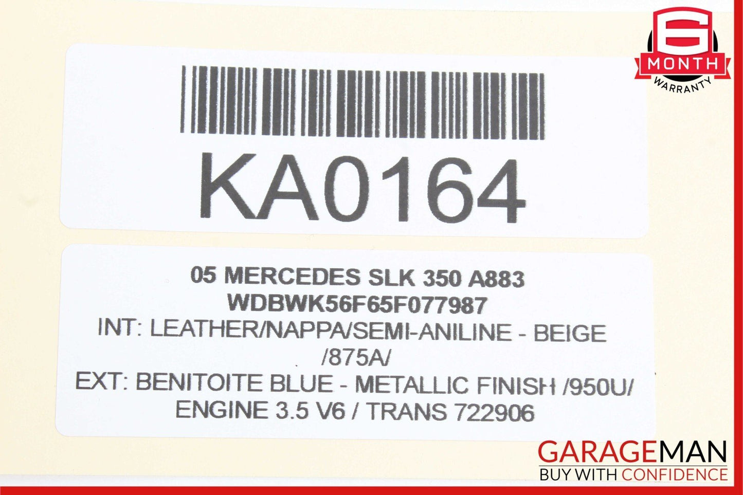 05-11 Mercedes R171 SLK350 Rear Left Side Window Roof C Pillar Panel Blue