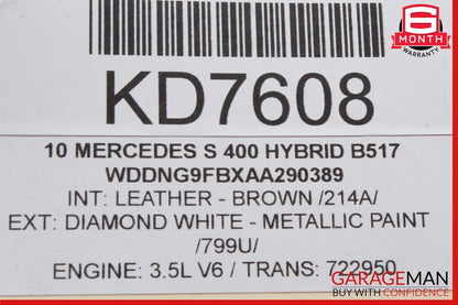 10-13 Mercedes W221 S400 Hybrid 3.5L V6 Alternator 180 Amp 0141542802 OEM
