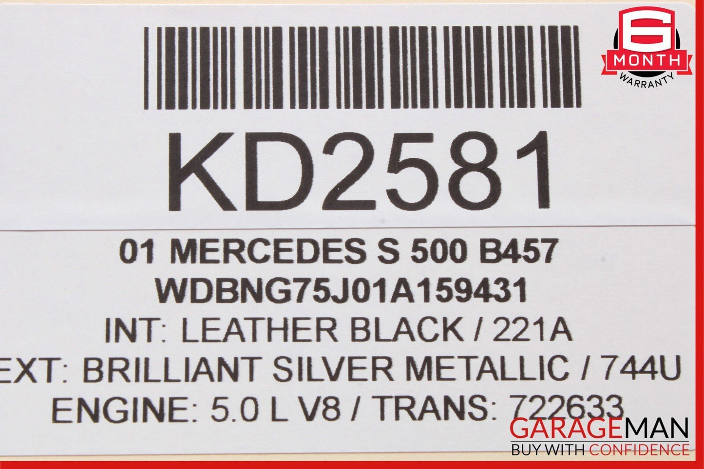 00-06 Mercedes W220 S500 S430 Exterior Door Handle Rear Left Driver Side OEM