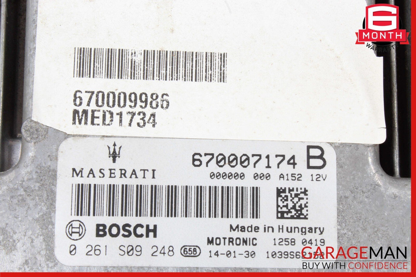 14-17 Maserati Ghibli ECU ECM Engine Computer Control Module Unit 670007174 OEM