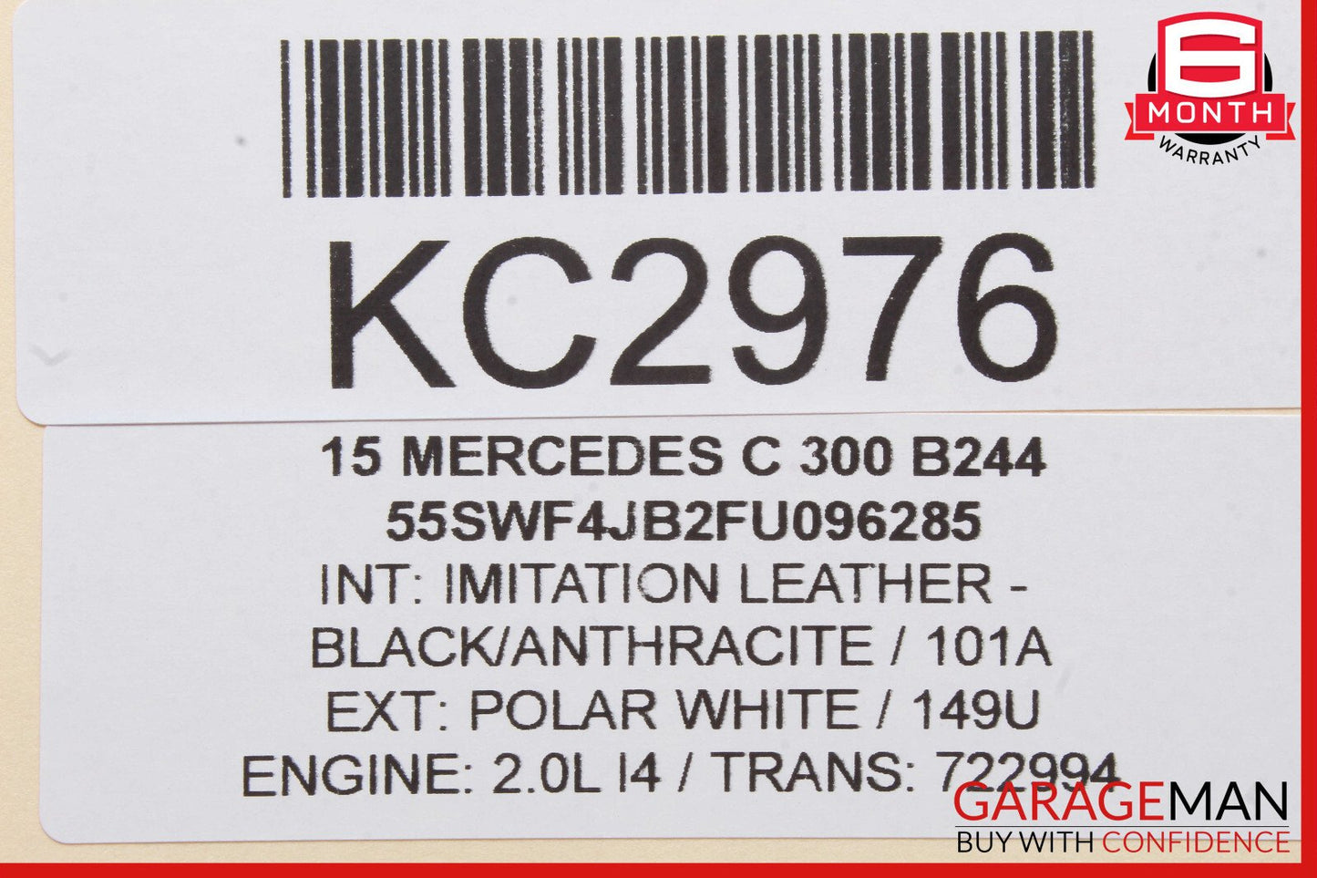 15-20 Mercedes W205 C300 Rear Left Side Roof Grab Handle w/ Lamp OEM