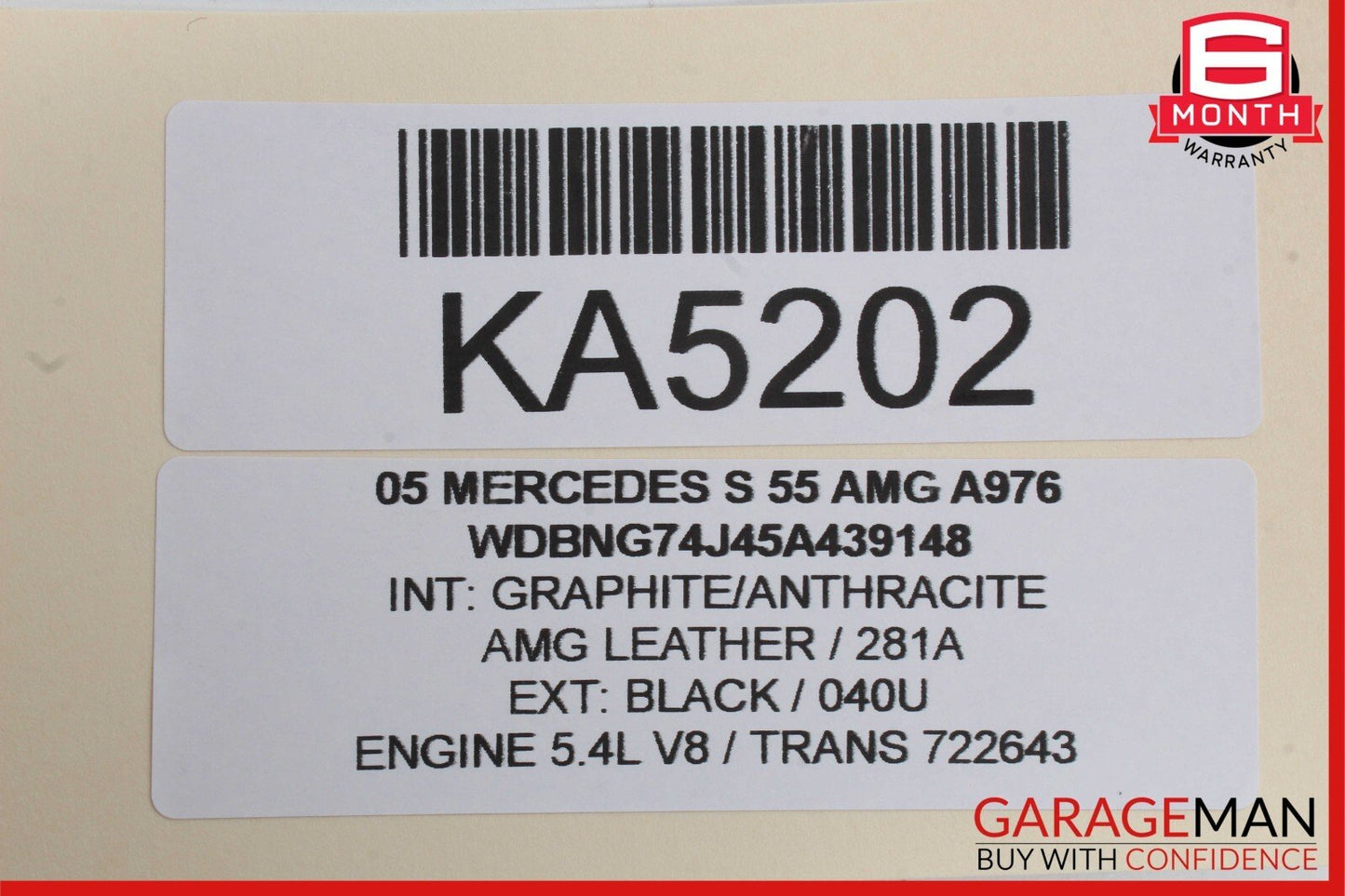 00-06 Mercedes W220 S55 AMG Rear Right Side Exterior Door Handle Black OEM