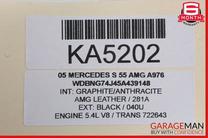00-06 Mercedes W220 S55 AMG Rear Right Side Exterior Door Handle Black OEM
