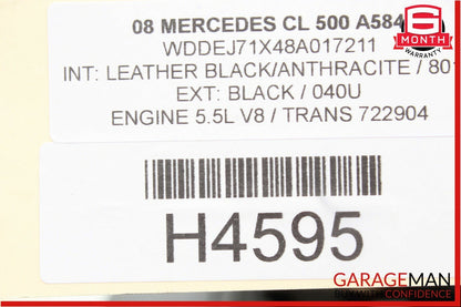 07-10 Mercedes W216 CL500 CL600 CL63 AMG Interior Upper Rear View Mirror OEM
