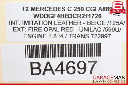 12-14 Mercedes W204 C250 C300 Rear Left Side Exterior Door Handle OEM