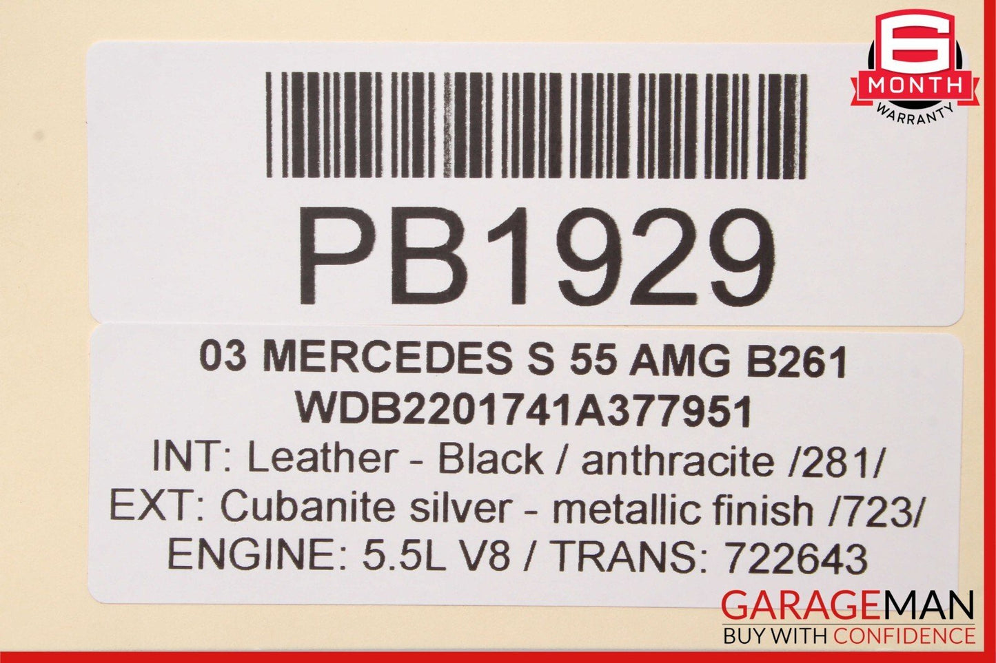 00-06 Mercedes W220 S55 AMG Rear Left Interior Door Panel Sunshade Assembly OEM