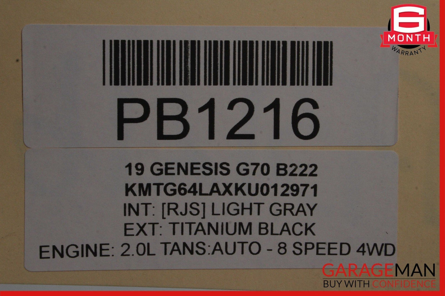 19-21 Genesis G70 2.0L AT AWD Rear Driveshaft Drive Shaft Assembly OEM