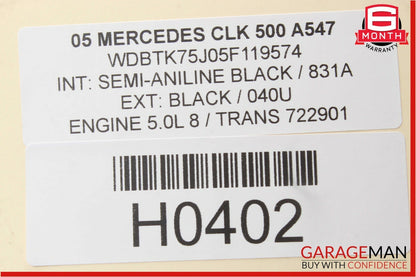 01-09 Mercedes C230 CLK500 Top Upper Rear View Mirror Auto Dimming Gray