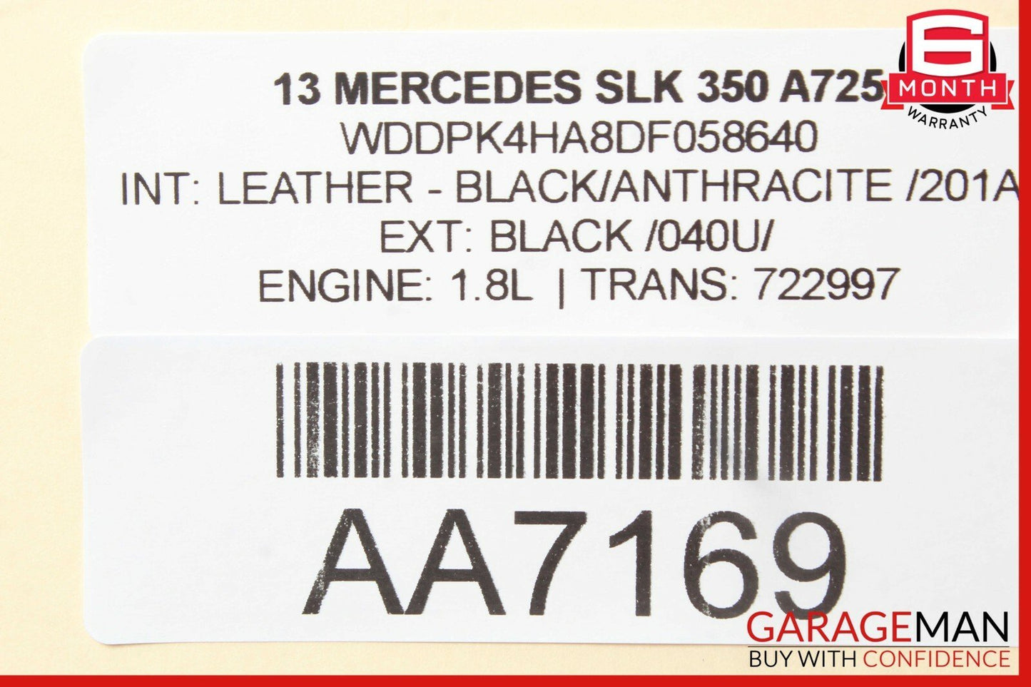 10-16 Mercedes R172 SLK350 Coupe Rear Left Side Door Window Regulator Motor Unit