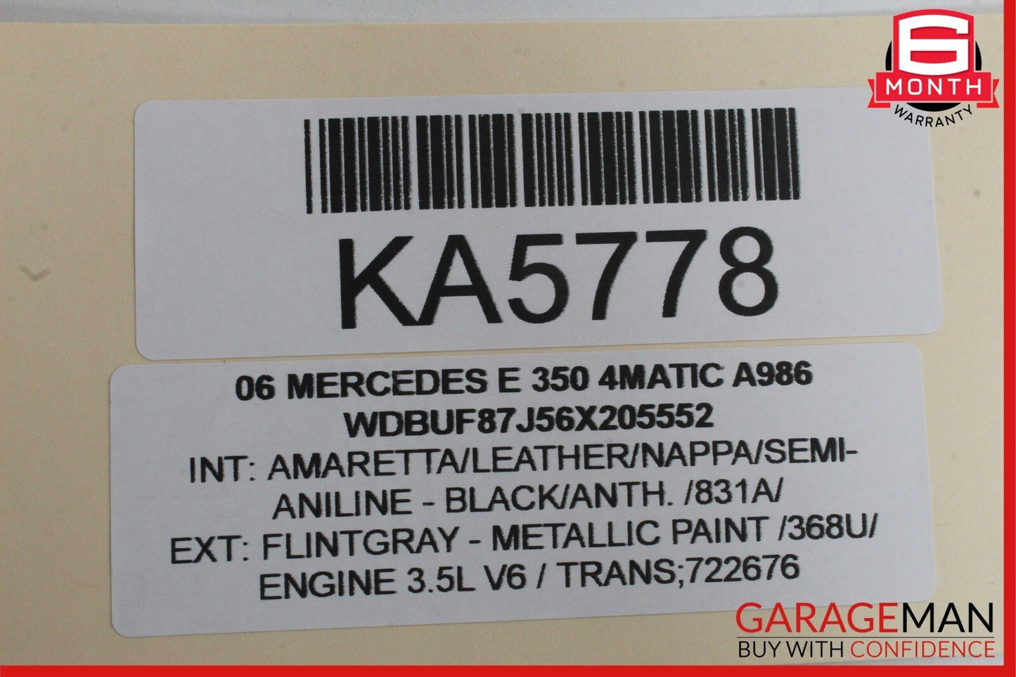 03-09 Mercedes W211 E350 4Matic Rear Right Side Window Regulator Motor OEM