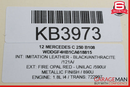 08-14 Mercedes W204 C250 C300 Rear Right Side Door Window Regulator Motor Unit