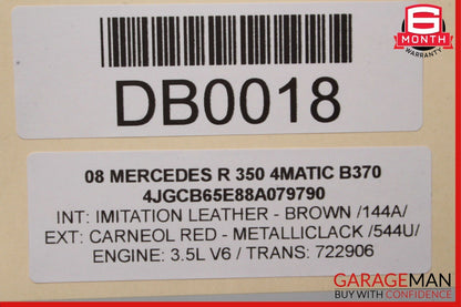 06-13 Mercedes W251 R350 R500 Left Driver Side Rocker Skirt Molding Panel Red