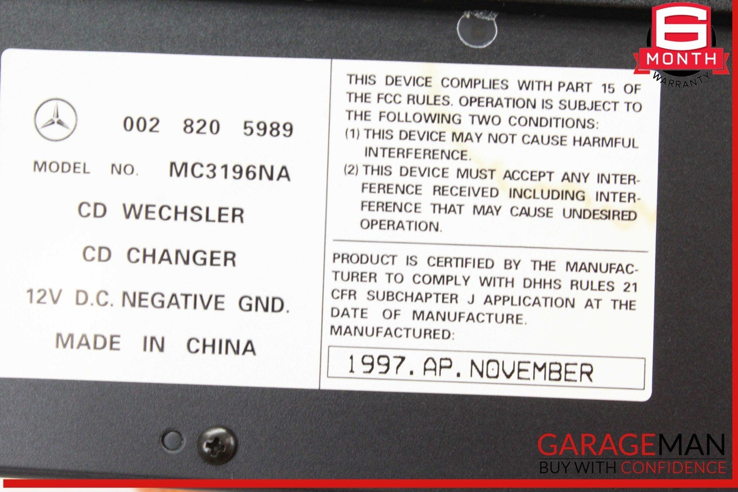 97-02 Mercedes R129 SL500 CD Changer 6 Disk Player 0028205989 OEM