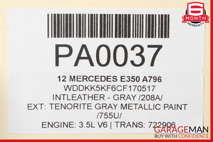 11-17 Mercedes W207 E350 Convertible Rear Lower Bottom Bench Seat Cushion Gray