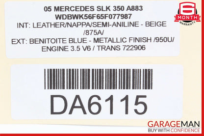 05-11 Mercedes R171 SLK350 Front Right Passenger Exterior Door Handle Blue OEM