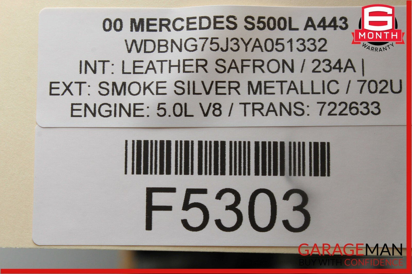 00-06 Mercedes W220 S500 Rear Right or Left Headliner Reading Map Dome Light Tan