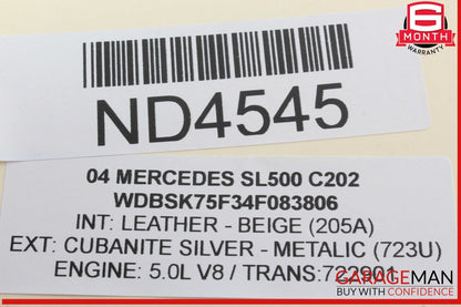 07-12 Mercedes R230 SL500 Convertible Top Roof ABC Mirror Control Switch OEM