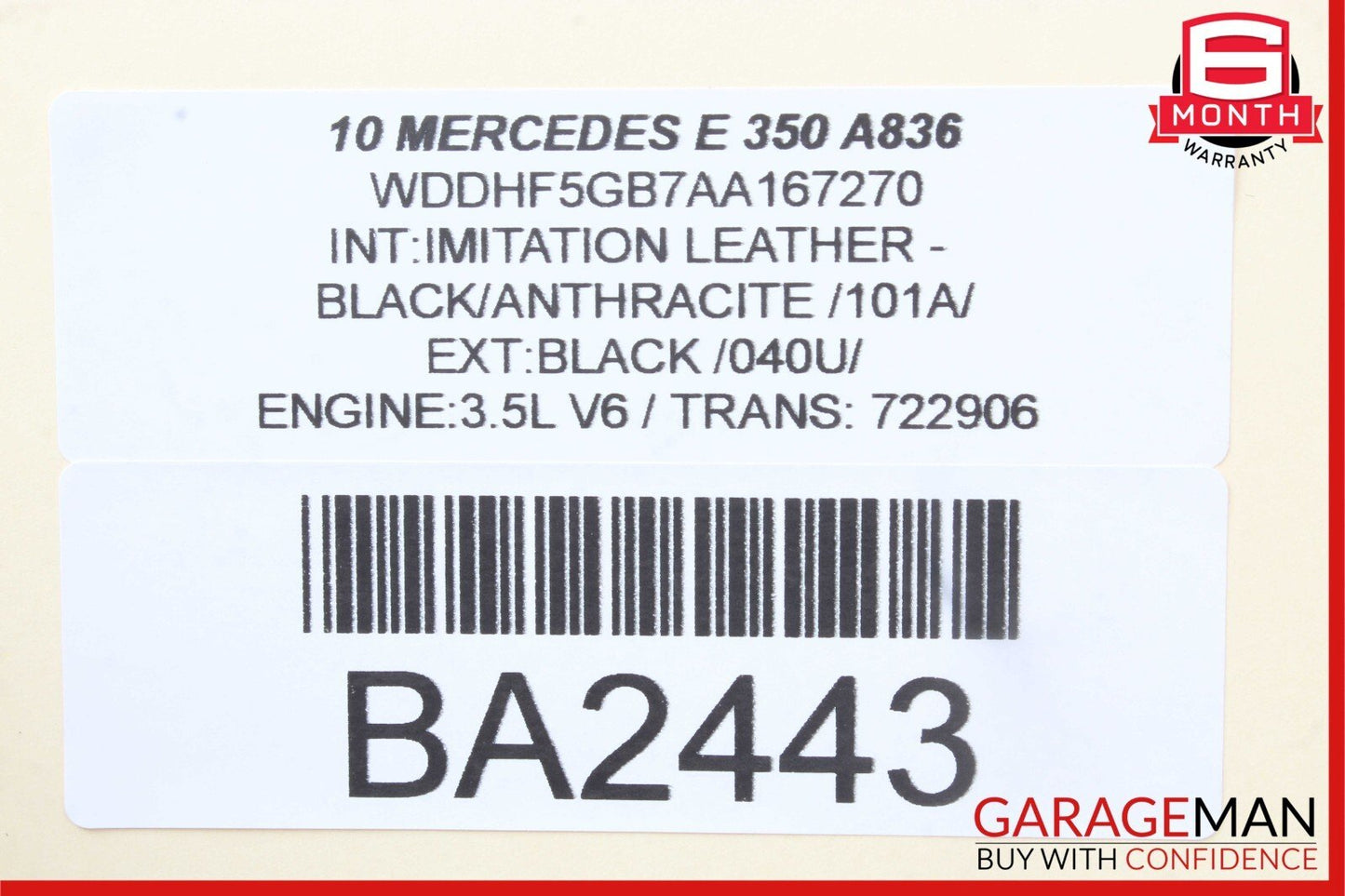10-14 Mercedes W212 E350 Rear Left Driver Side Door Window Regulator Motor OEM