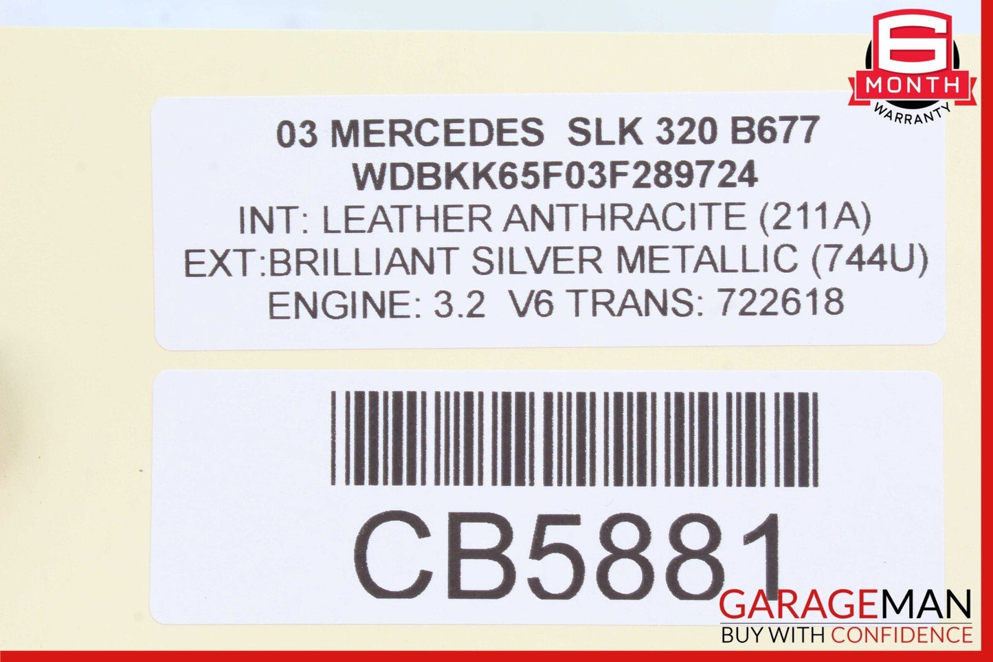 97-04 Mercedes R170 SLK320 SLK230 Right Passenger Side Sunvisor Sun Visor OEM