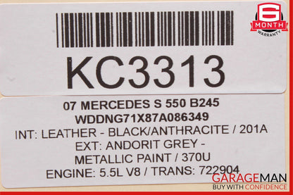 07-09 Mercedes W221 S550 S63 AMG Interior Front Top Upper Rear View Mirror Gray