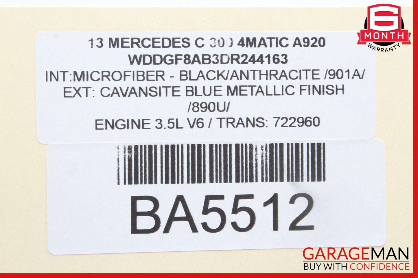 12-14 Mercedes W204 C300 Front Left Side Mirror Door Rear View Glass Blue OEM